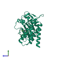 PDB entry 5y5t coloured by chain, side view.