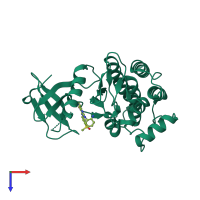 PDB entry 5y5t coloured by chain, top view.