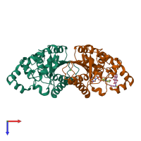 PDB entry 5y64 coloured by chain, top view.