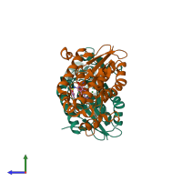 PDB entry 5y65 coloured by chain, side view.