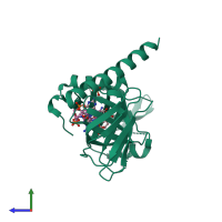 PDB entry 5y6f coloured by chain, side view.