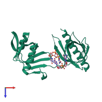 PDB entry 5y6f coloured by chain, top view.