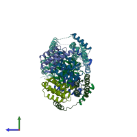 PDB entry 5y6o coloured by chain, side view.