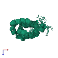 PDB entry 5y70 coloured by chain, ensemble of 15 models, top view.