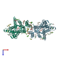 PDB entry 5y79 coloured by chain, top view.