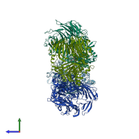 PDB entry 5y7j coloured by chain, side view.
