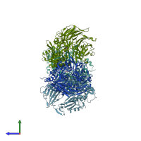 PDB entry 5y7k coloured by chain, side view.