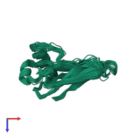 PDB entry 5y7l coloured by chain, ensemble of 20 models, top view.