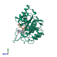 PDB entry 5y7n coloured by chain, side view.