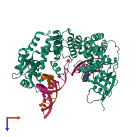 PDB entry 5y7q coloured by chain, top view.