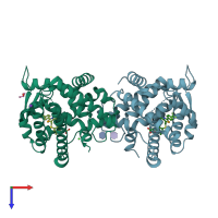PDB entry 5y7x coloured by chain, top view.