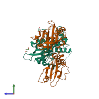 PDB entry 5y7y coloured by chain, side view.