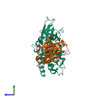 PDB entry 5y80 coloured by chain, side view.