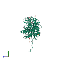 PDB entry 5y86 coloured by chain, side view.