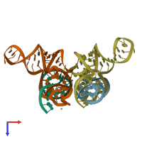 PDB entry 5y87 coloured by chain, top view.