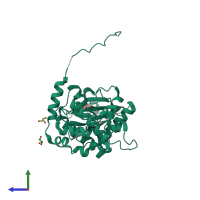 PDB entry 5y90 coloured by chain, side view.