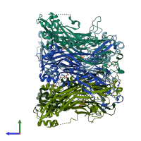 PDB entry 5y9e coloured by chain, side view.
