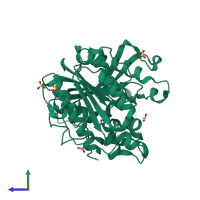 PDB entry 5yae coloured by chain, side view.