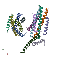PDB entry 5yb2 coloured by chain, front view.