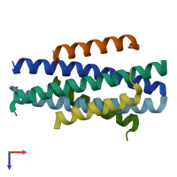 PDB entry 5yb3 coloured by chain, top view.