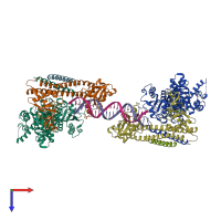PDB entry 5ybb coloured by chain, top view.