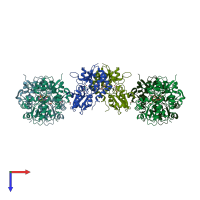 PDB entry 5ybg coloured by chain, top view.