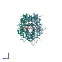 PDB entry 5ybr coloured by chain, side view.