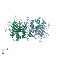 PDB entry 5ybr coloured by chain, top view.