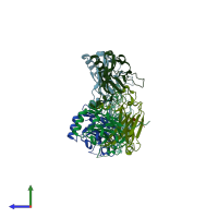 PDB entry 5yc1 coloured by chain, side view.