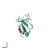 PDB entry 5yc4 coloured by chain, side view.