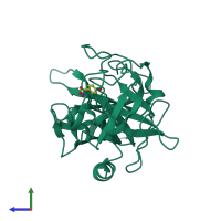 PDB entry 5yc7 coloured by chain, side view.