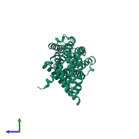 PDB entry 5yc8 coloured by chain, side view.