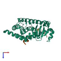 PDB entry 5ycn coloured by chain, top view.