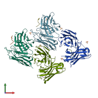 PDB entry 5yd4 coloured by chain, front view.