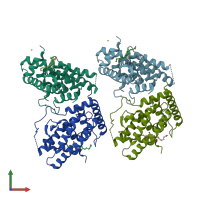 PDB entry 5yd6 coloured by chain, front view.