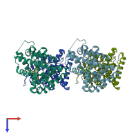 PDB entry 5yd6 coloured by chain, top view.