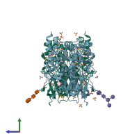 PDB entry 5ydh coloured by chain, side view.