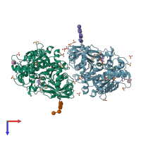 PDB entry 5ydh coloured by chain, top view.