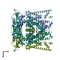 PDB entry 5ye5 coloured by chain, top view.