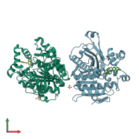 PDB entry 5ye7 coloured by chain, front view.