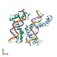 PDB entry 5yeh coloured by chain, front view.