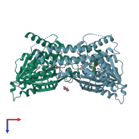 PDB entry 5yf2 coloured by chain, top view.