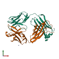 PDB entry 5yfi coloured by chain, front view.