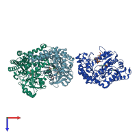 PDB entry 5yg0 coloured by chain, top view.