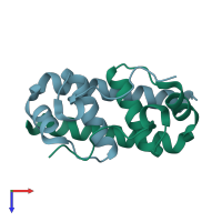 PDB entry 5ygh coloured by chain, top view.