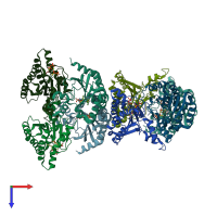 PDB entry 5ygk coloured by chain, top view.