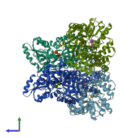 PDB entry 5ygp coloured by chain, side view.