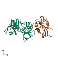 PDB entry 5ygu coloured by chain, front view.