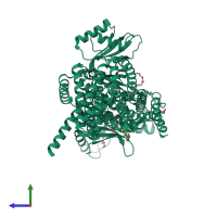 PDB entry 5yhf coloured by chain, side view.