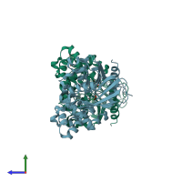 PDB entry 5yhp coloured by chain, side view.